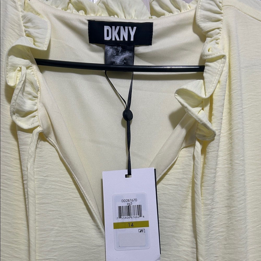 DKNY Soft Yellow Tiered Mini Dress - Picture 2 of 2